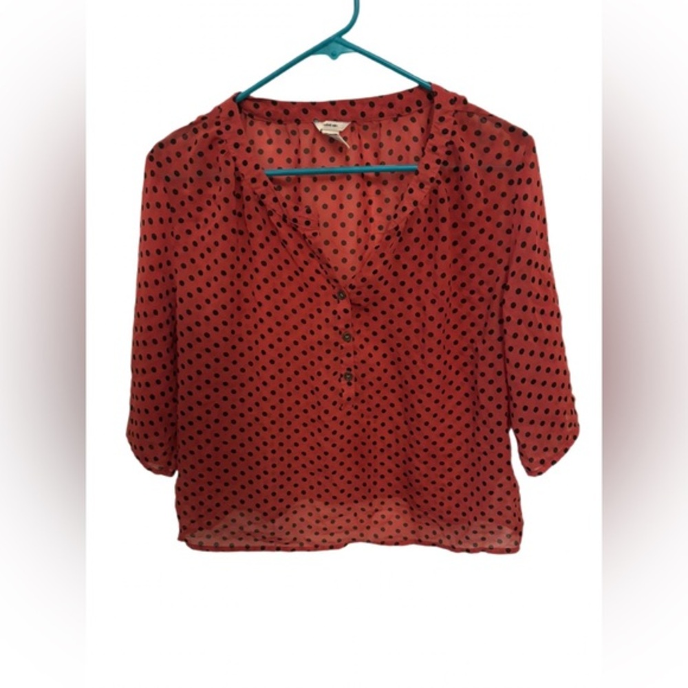Love H81 Red Polka Dot Blouse Size M
